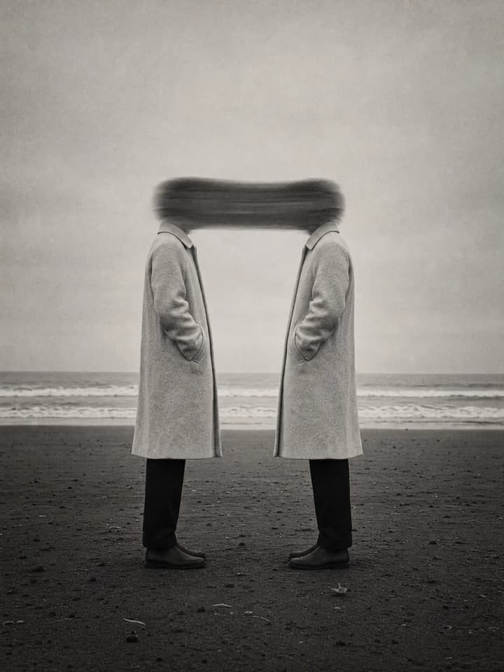 Misty Grey‑Toned Mutual Gaze