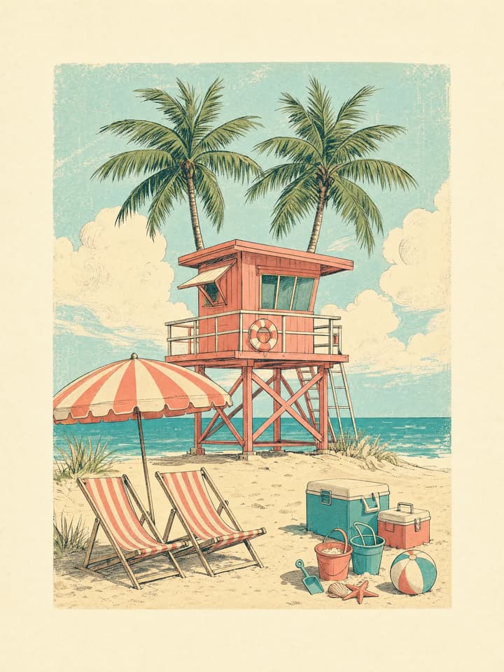 Vintage Seaside Illustration