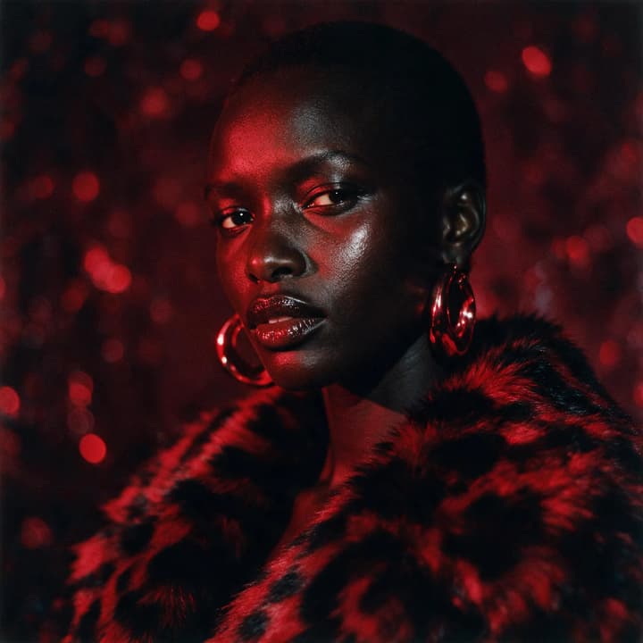 Film‑style red‑toned portrait