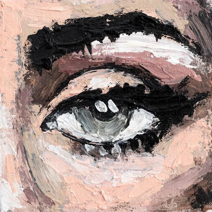 Close‑up of a human eye in oil painting