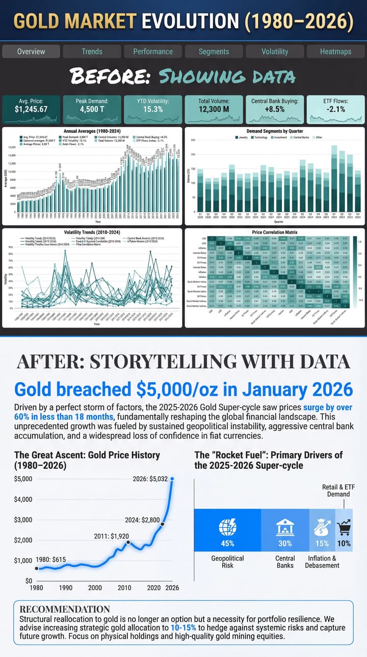 Global gold price data for the period 1980–2026