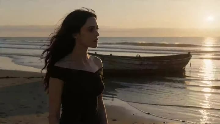 Girl walking by the seaside