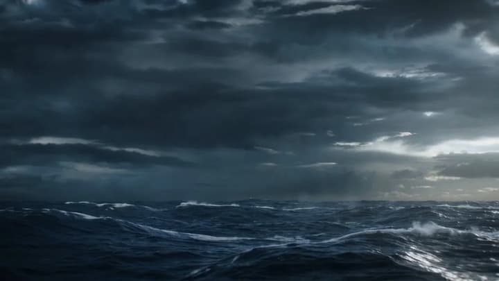 Giant dragon emerging from the sea