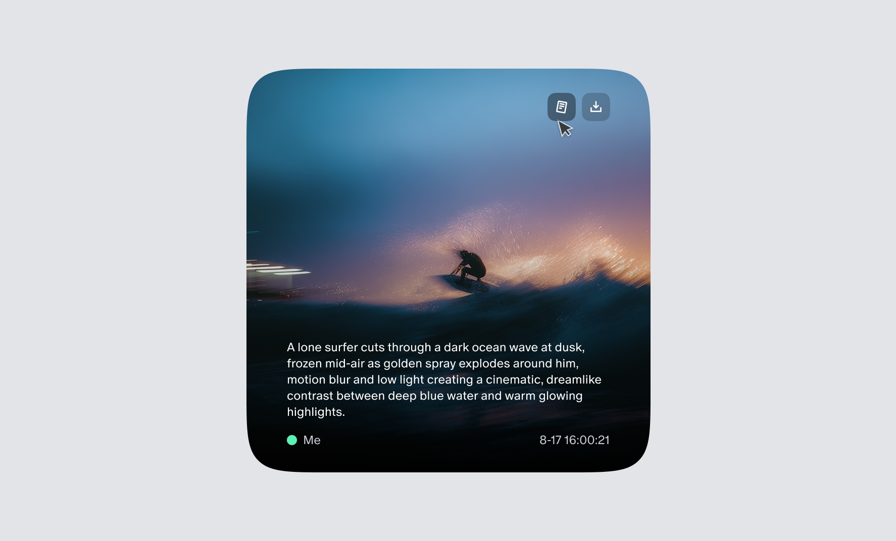 Surfer riding a wave - AI generated image card