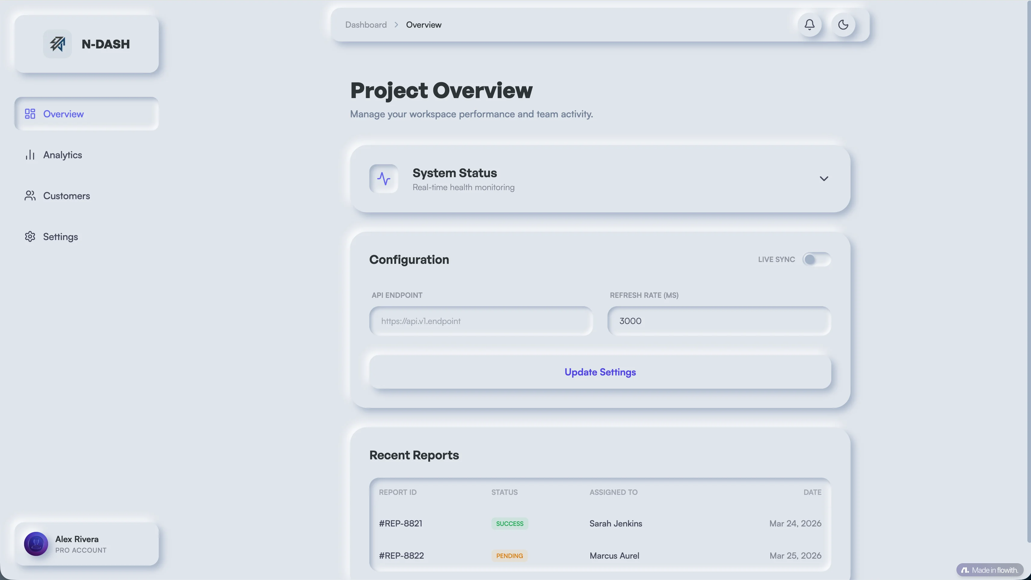 Neumorphic Admin Dashboard